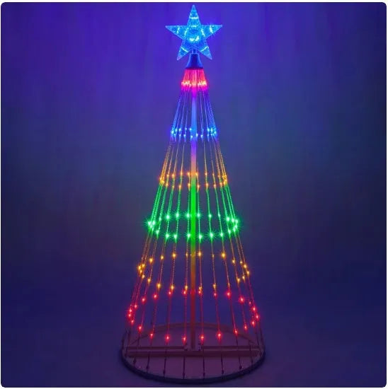 Multi-colour LED animated outdoor Christmas tree lights for garden decoration in 1.5m or 2m sizes