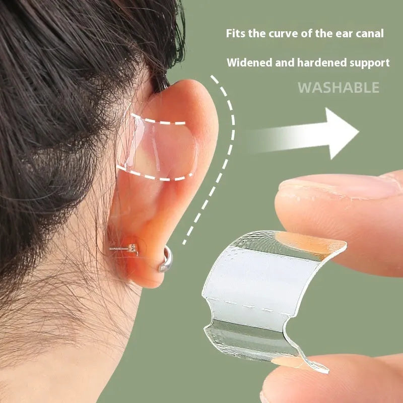 Transparent and frosted disposable TPU ear patch stickers on backing paper.
