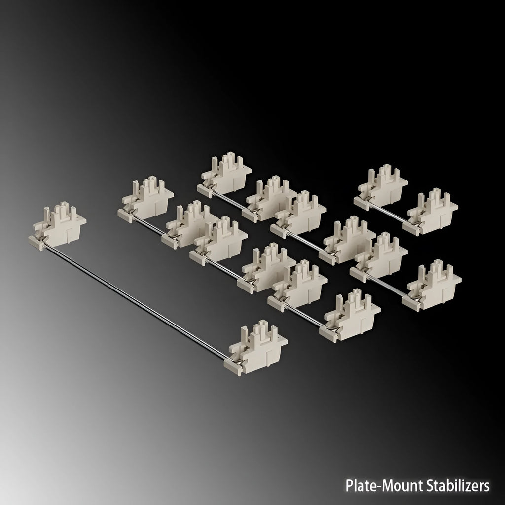 Black and milky white mechanical keyboard satellite shafts with 6.25U and 7U sizing options
