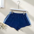 Men's navy blue high-waist nylon sports shorts with elastic fabric