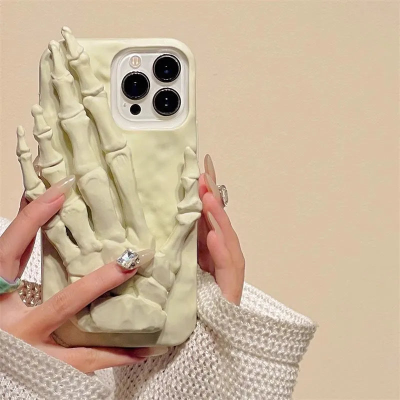 Skull hand bone three-dimensional relief silicone phone case for Apple iPhone
