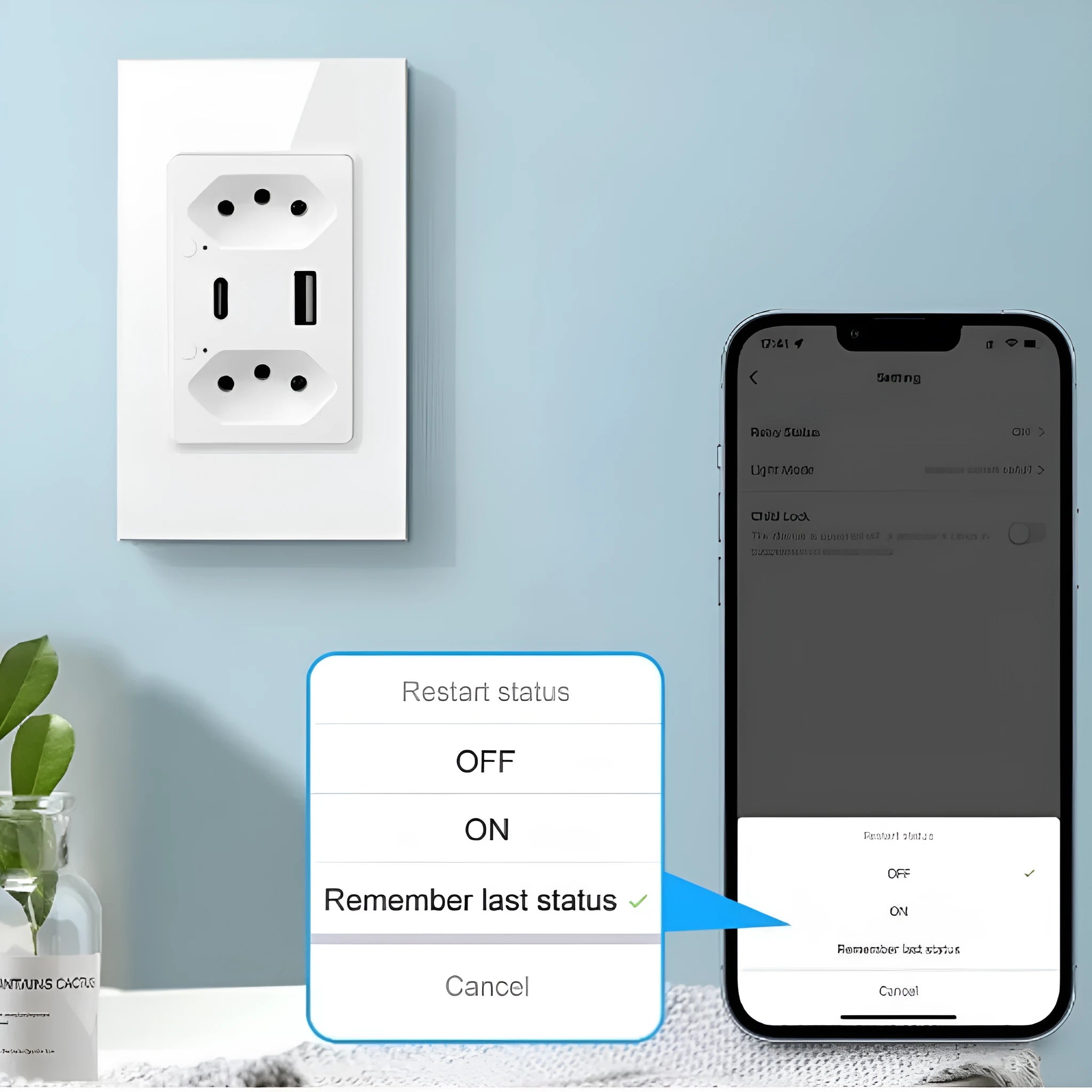 Brazil wall socket black with 6 holes 2 USB and Type-C ports separately controllable Wi-Fi