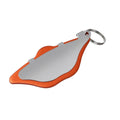 Mountain bike disc brake linings with adjustment flap in black and orange metal construction