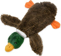 Green wild duck stuffless squeaky dog toy with soft plush fabric