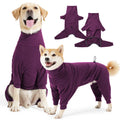 Dark grey polar fleece four-legged dog clothes with high collar for winter cold protection