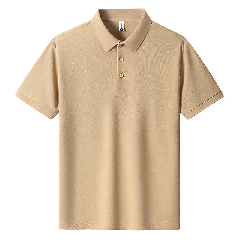 Men's loose casual cotton t-shirt in sky blue with a letter pattern on the front.