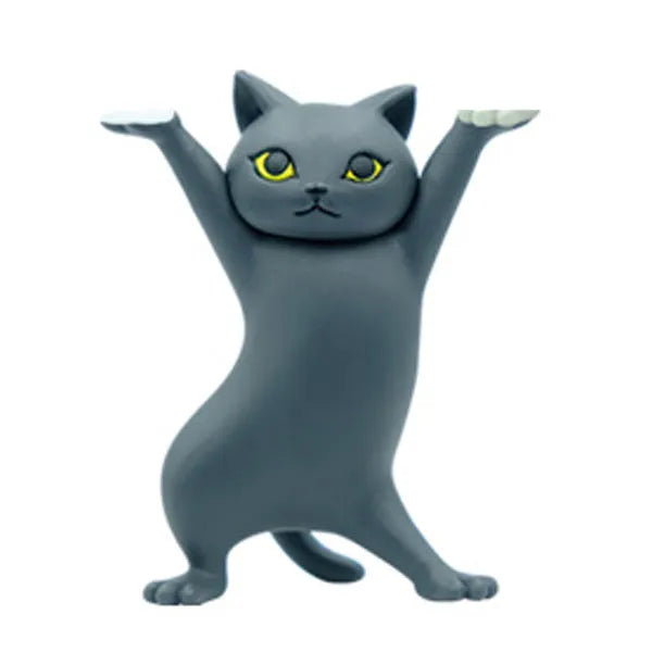 Resin cat-shaped pen holder in white colour, compact 5.5x3.2cm size for desk organisation