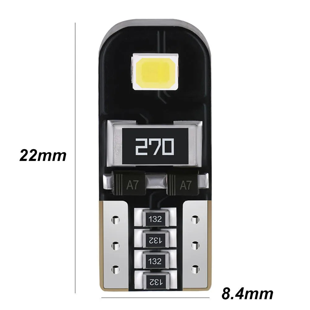 Single white LED car light bulb T10 W5W 2W 6500K waterproof circuit board construction