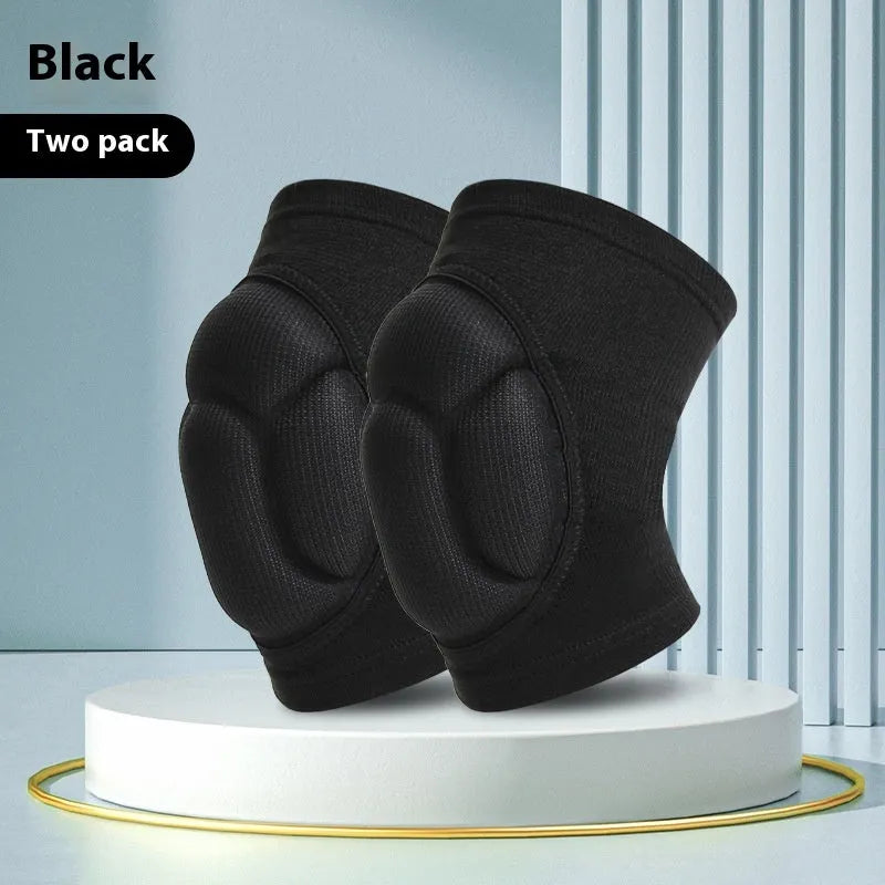 Black and blue thick sponge dance kneepad for knee protection during sports.