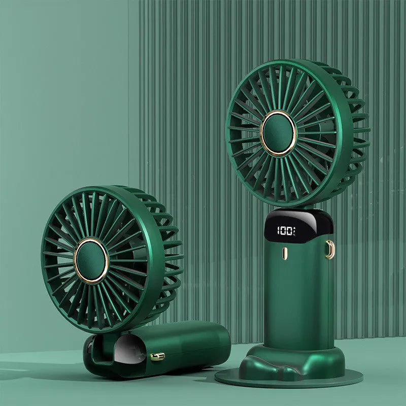 Portable USB rechargeable handheld fan with foldable neck design in multiple colour options