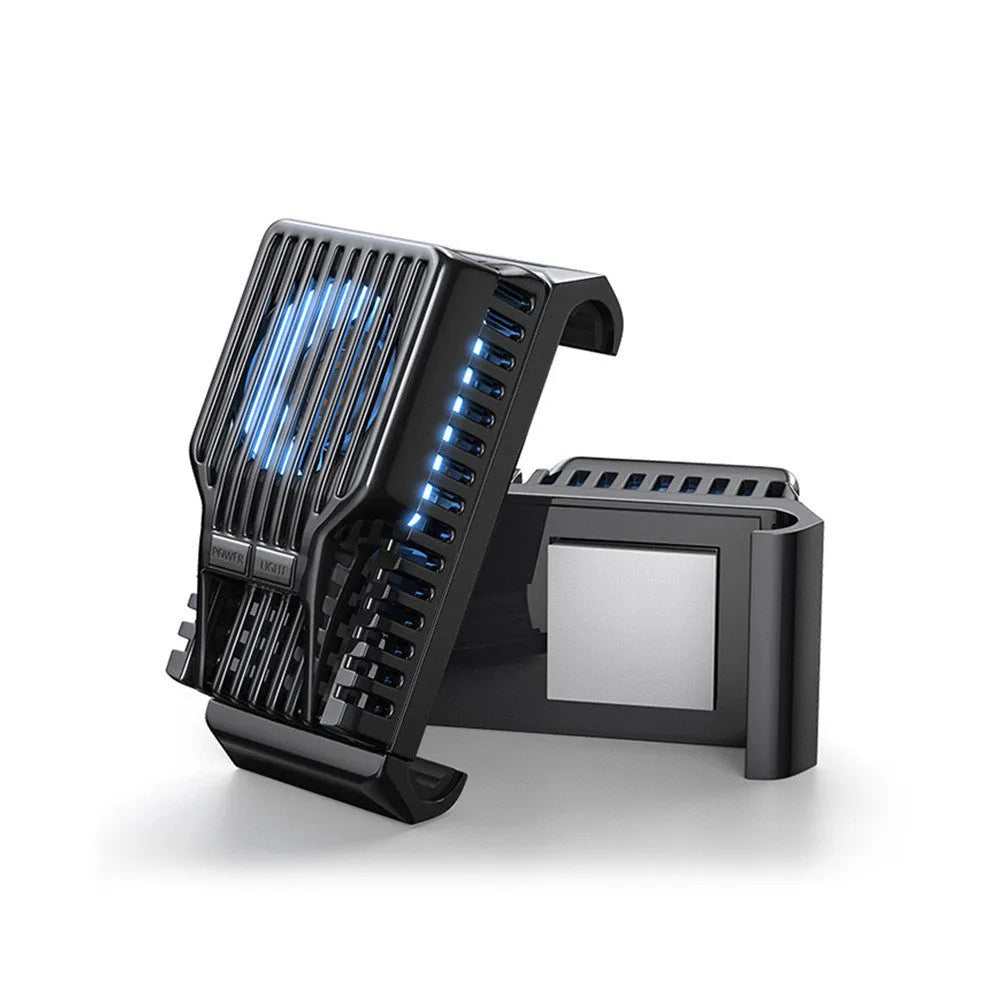 Black mobile phone radiator with clip design showing aluminum alloy and ceramic components for 4-7 inch devices
