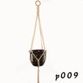 Woven wire plant basket in natural cotton rope, shown as a desktop and hanging planter.