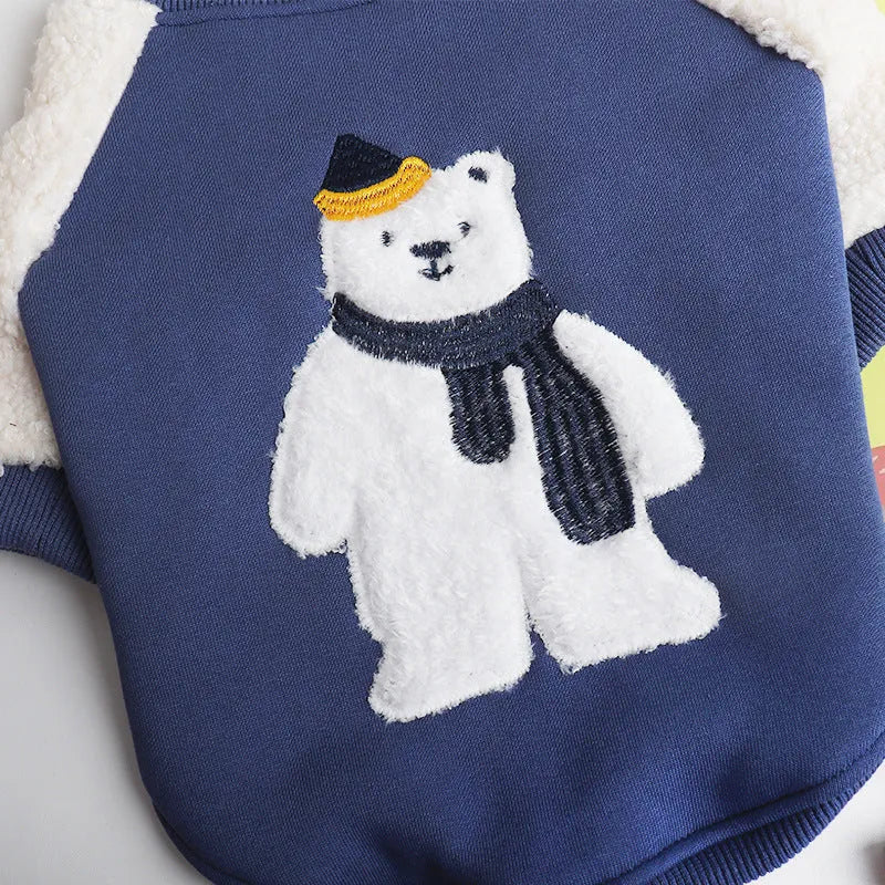 Dark blue fleece-lined winter dog jumper for large breeds sizes L to 4XL