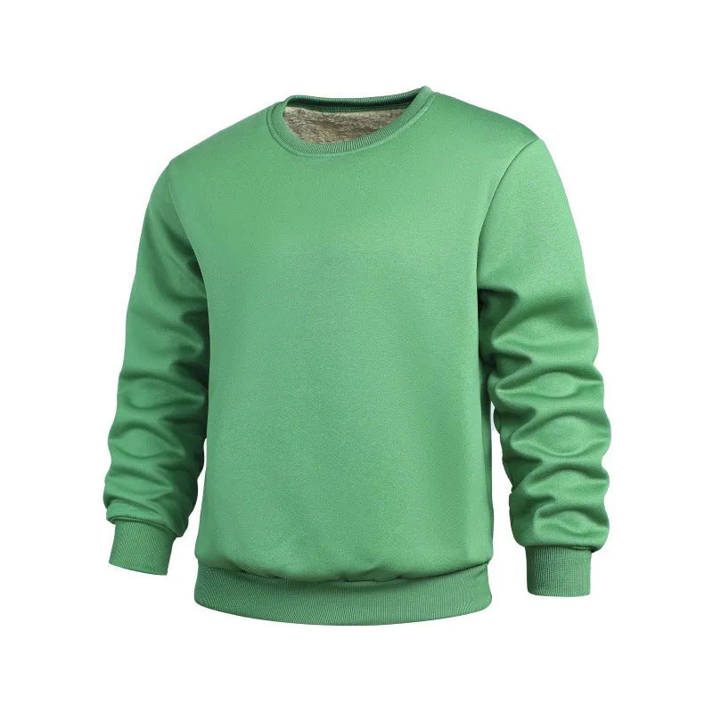 Thickened winter sports men's sweatshirt in rabbit hair, loose fit, long sleeves, black colour