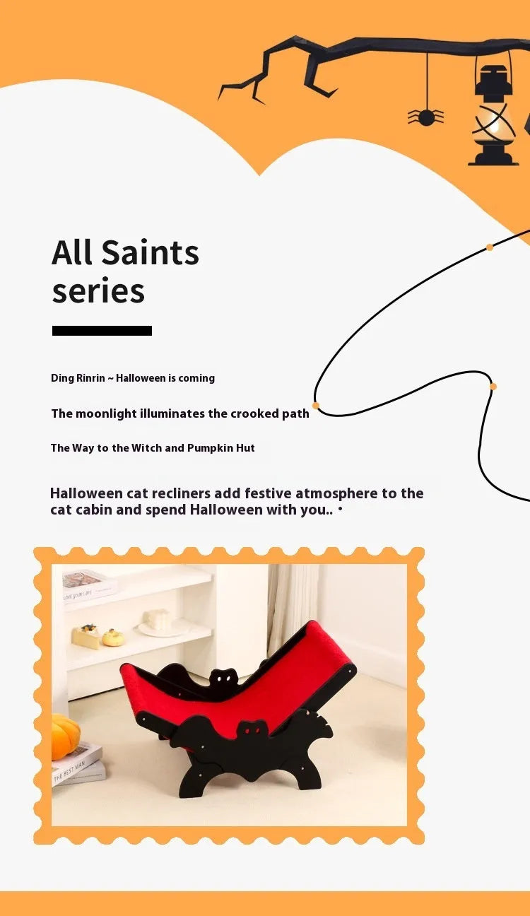 MW-054 black and red wooden cat recliner bed with climbing platforms
