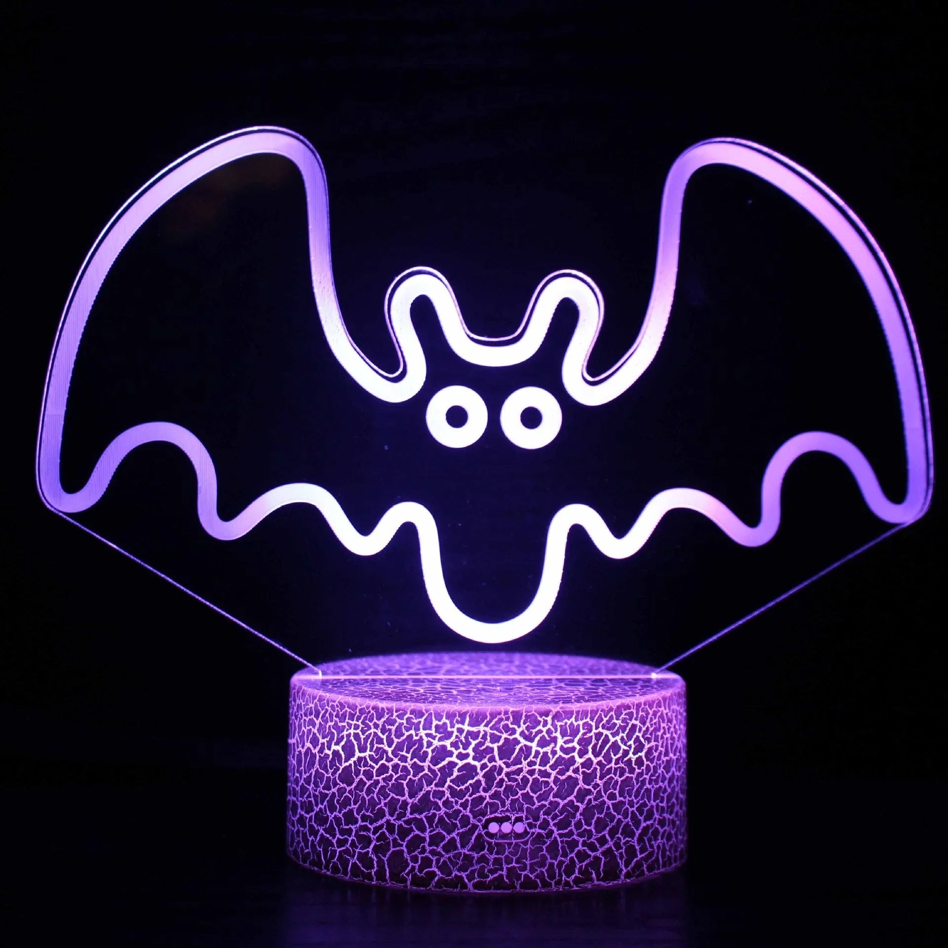 3D acrylic USB table lamp with colourful crack-effect base and touch controls