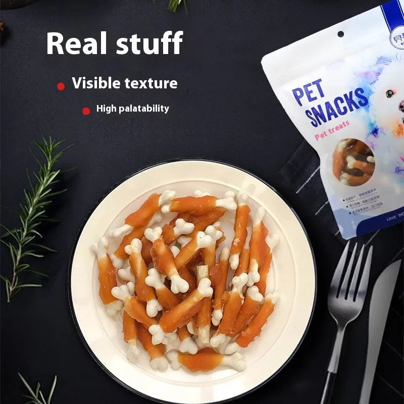 400g bag of Betty Chicken Wrapped Calcium Bone dog chew snacks on a white background.
