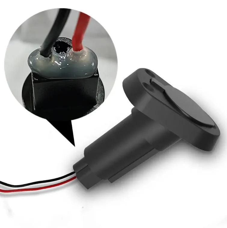 Stainless steel yacht anchor light socket with wires at bottom for marine navigation