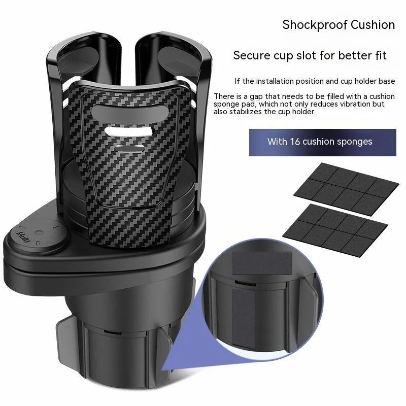 A single matte black car cup holder with a carbon fibre texture, made from ABS plastic.