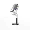 Condenser microphone with RGB lighting in black, white or pink colours for streaming