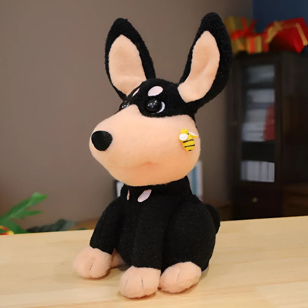 Electric puppy bee plush toy singing wagging tail 25cm USB rechargeable baby sensory development