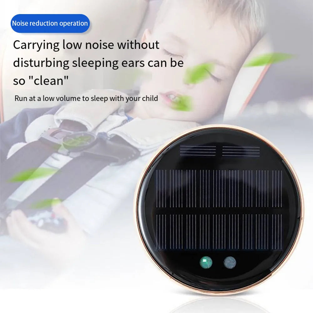 Black car-mounted solar air humidifier attached to a vehicle air vent