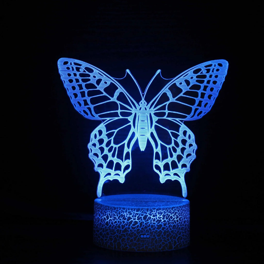 3D acrylic USB table lamp with colourful crack-effect base and touch controls