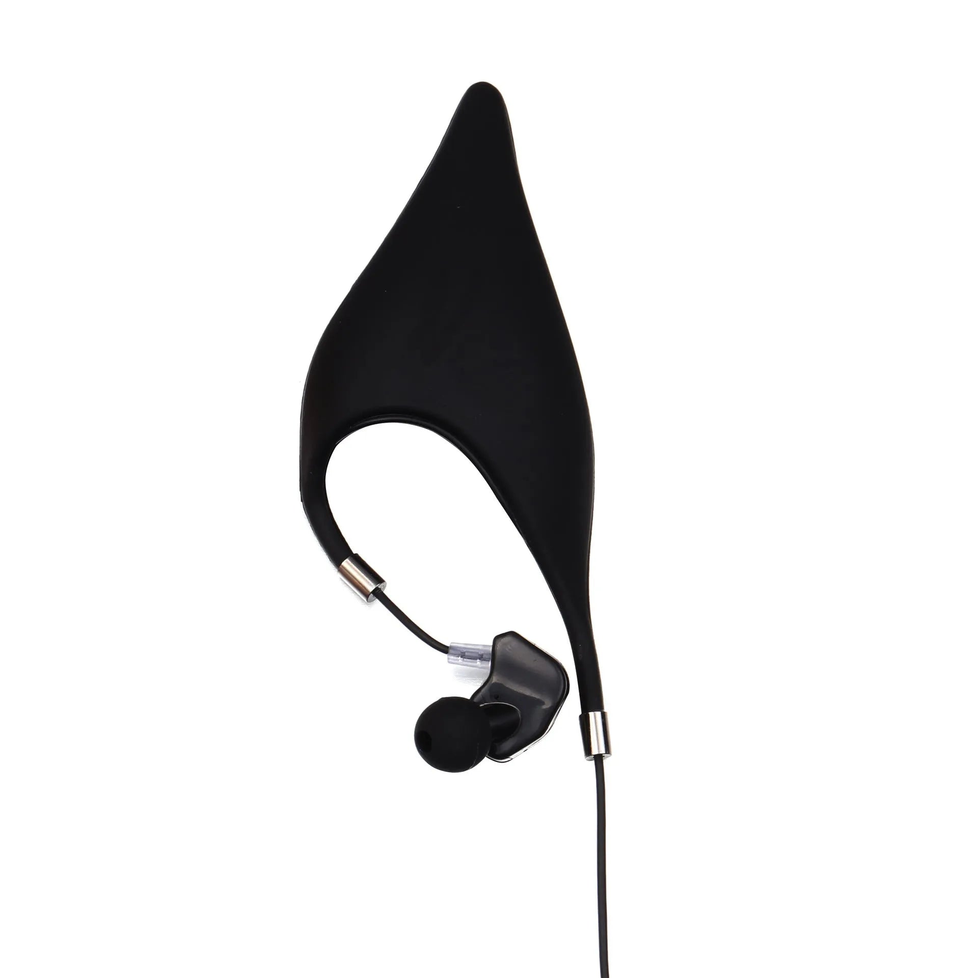 Cartoon elf ear headphones with 3.5mm plug and microphone in black, white and yellow colours