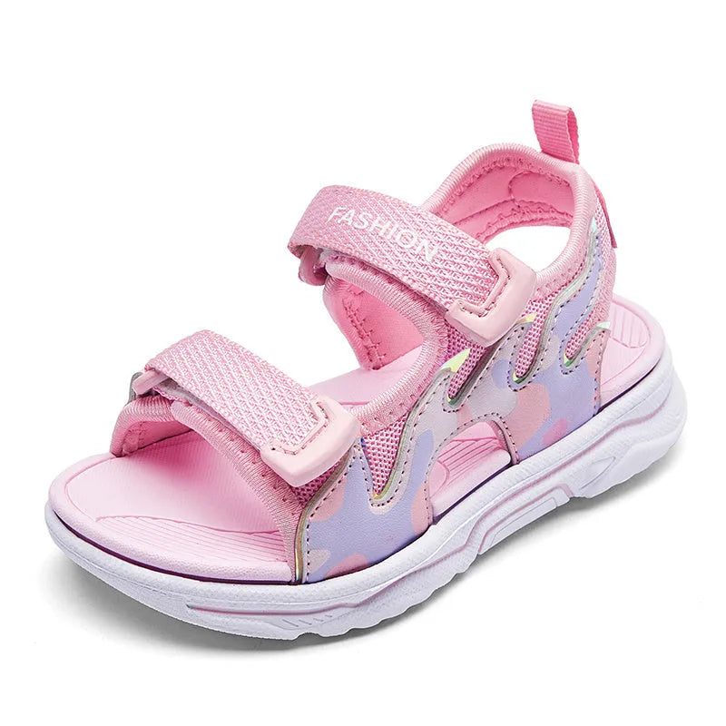Children sport mesh sandals with breathable three-layer net upper and non-slip EVA sole in blue colour