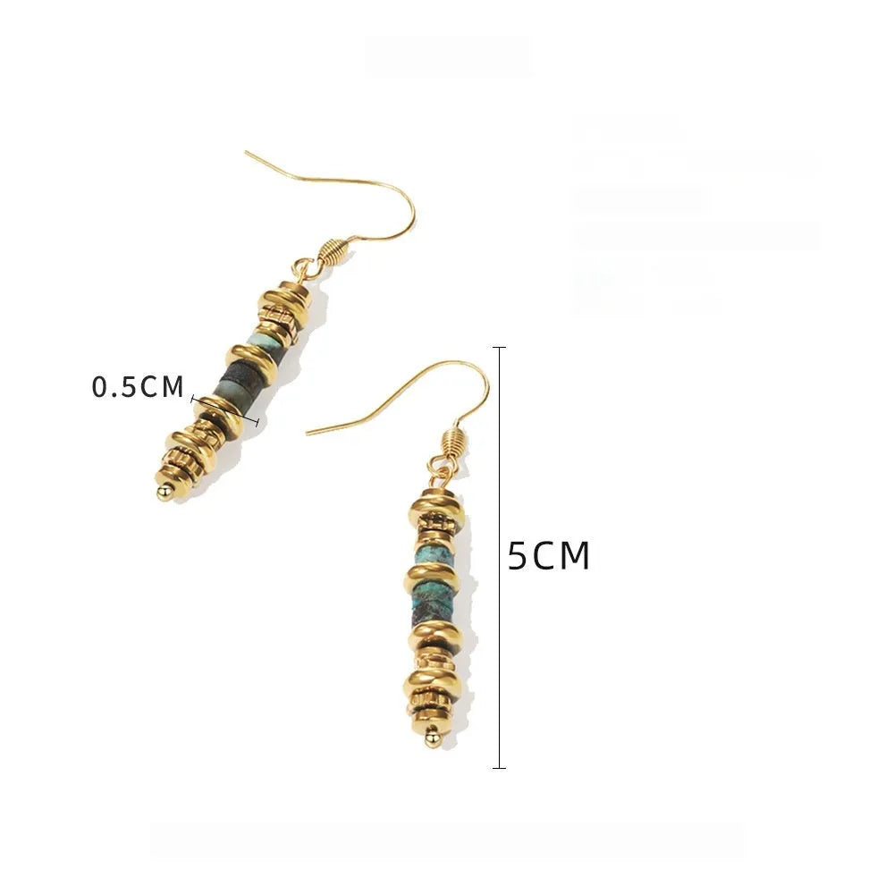 Geometry-shaped titanium steel dangle earrings with 18K gold-plating in SE22101520 colour