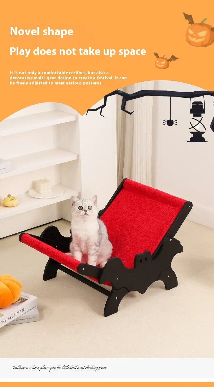 MW-054 black and red wooden cat recliner bed with climbing platforms