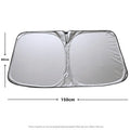 Aluminium foil car windscreen sunshade in silver colour, shown in a rectangular flat size.