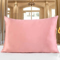19 M double-sided mulberry silk pillowcase shown in apricot colour.