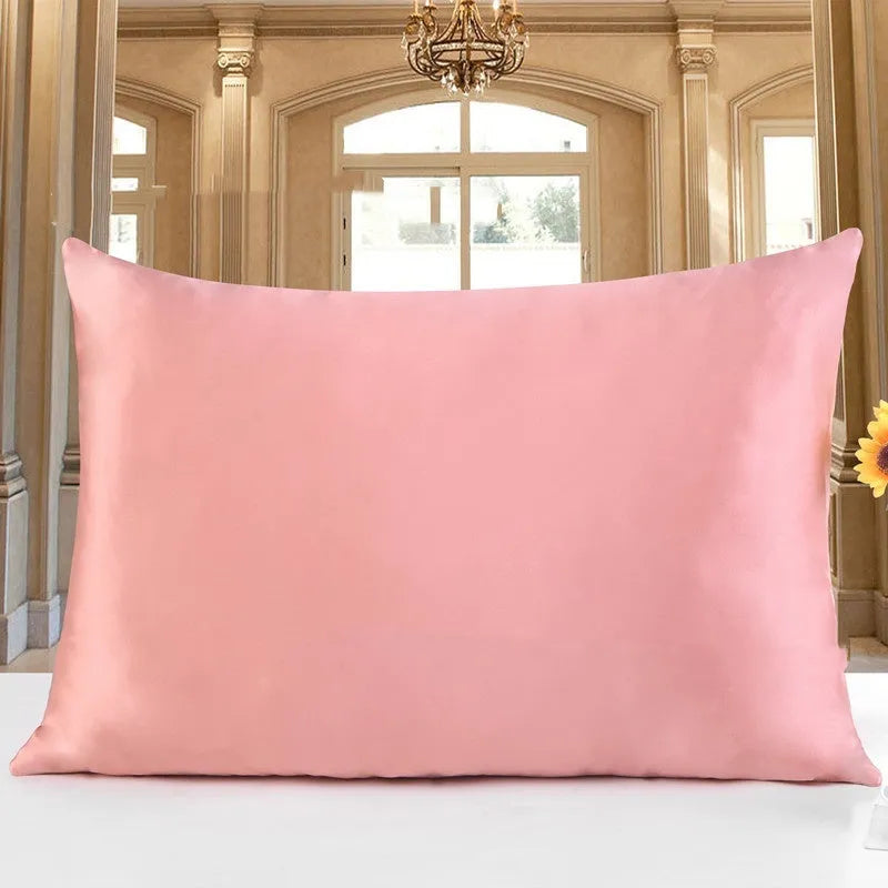 19 M double-sided mulberry silk pillowcase shown in apricot colour.