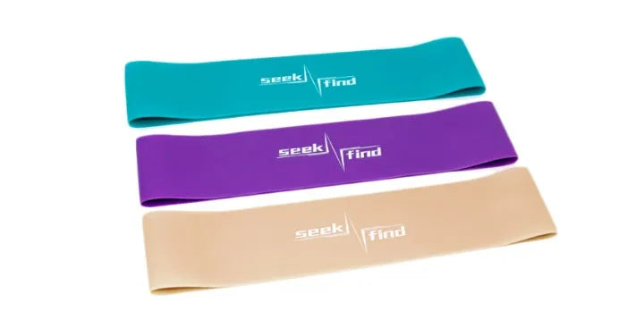 Blue rubber resistance band for glute and pilates home gym workouts