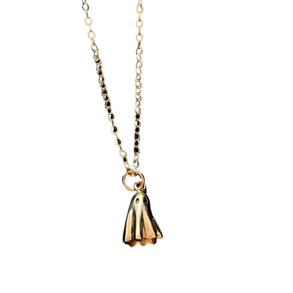 Stainless steel ghost pendant necklace with titanium steel ghost charm on choice of three chain styles