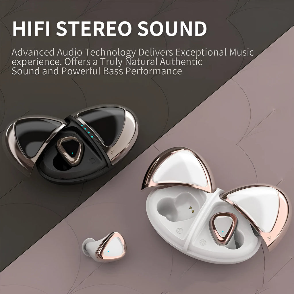 True wireless Bluetooth headset in Champagne White with breathing light, earplug style, PC ABS build