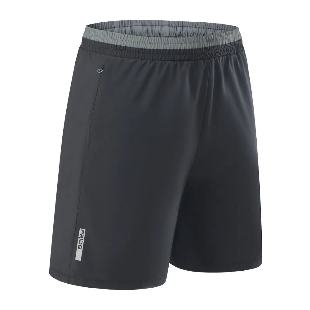 Men's grey loose ice silk quick-dry cropped pants showing mid-calf length and sportswear styling