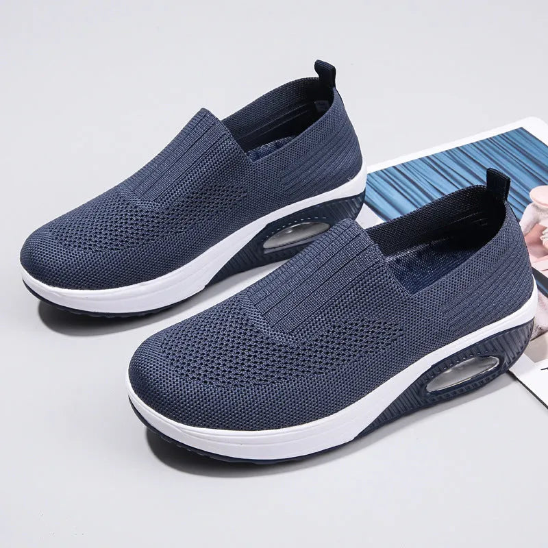 Women's casual running shoes with mesh upper and air cushion midsole in multiple colour options