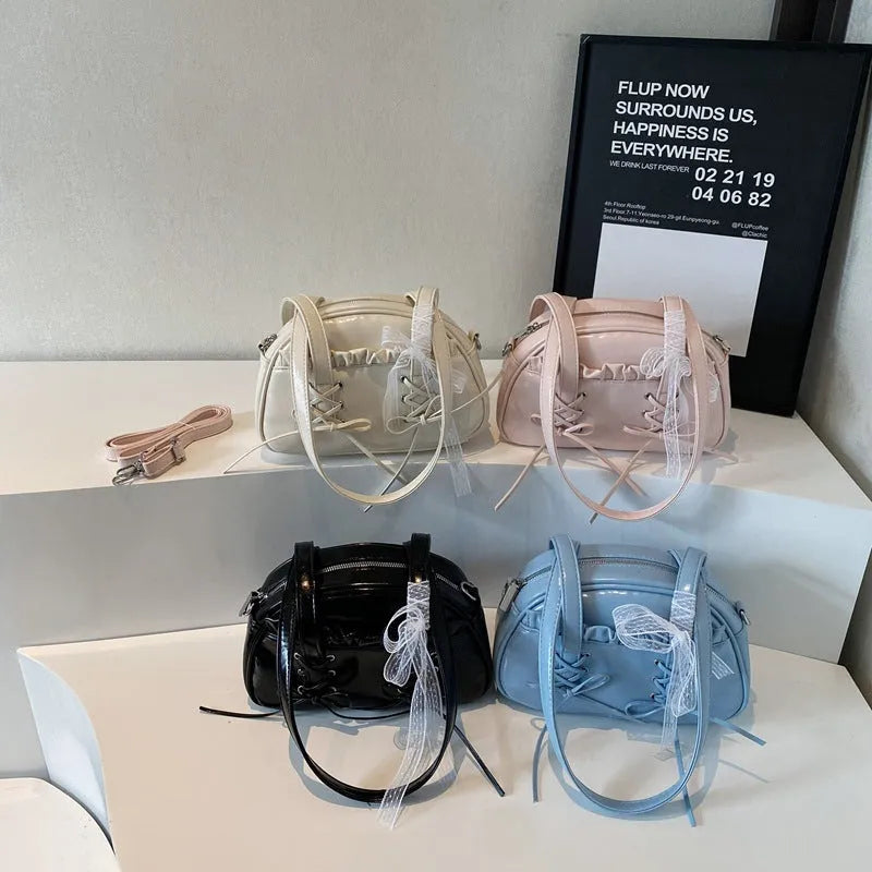 Women's PU bandage bow handbag in casual style with mobile phone compartment