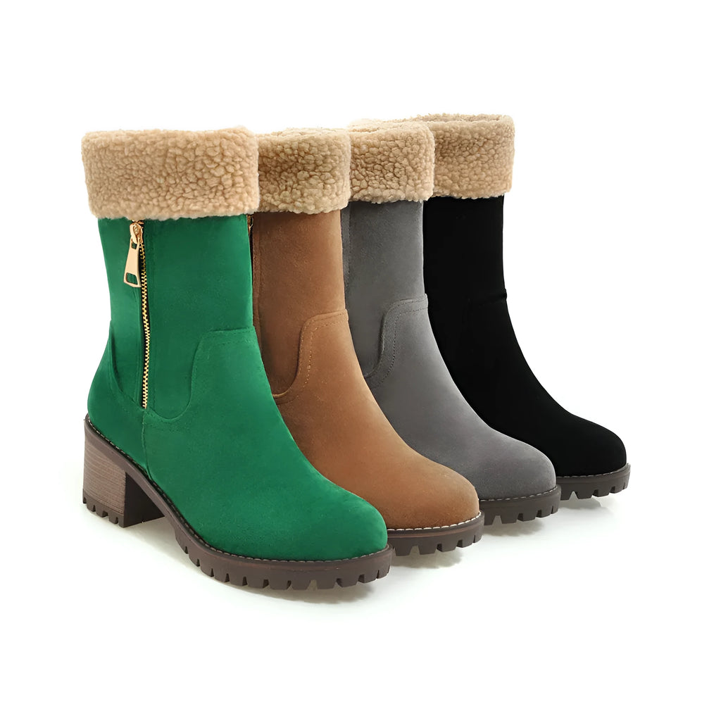 A pair of waterproof snow boots with a plush lining, shown in one of the available colours.