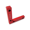Aluminium right angle positioning block for clamping a woodworking jigsaw, showing measurement scale.