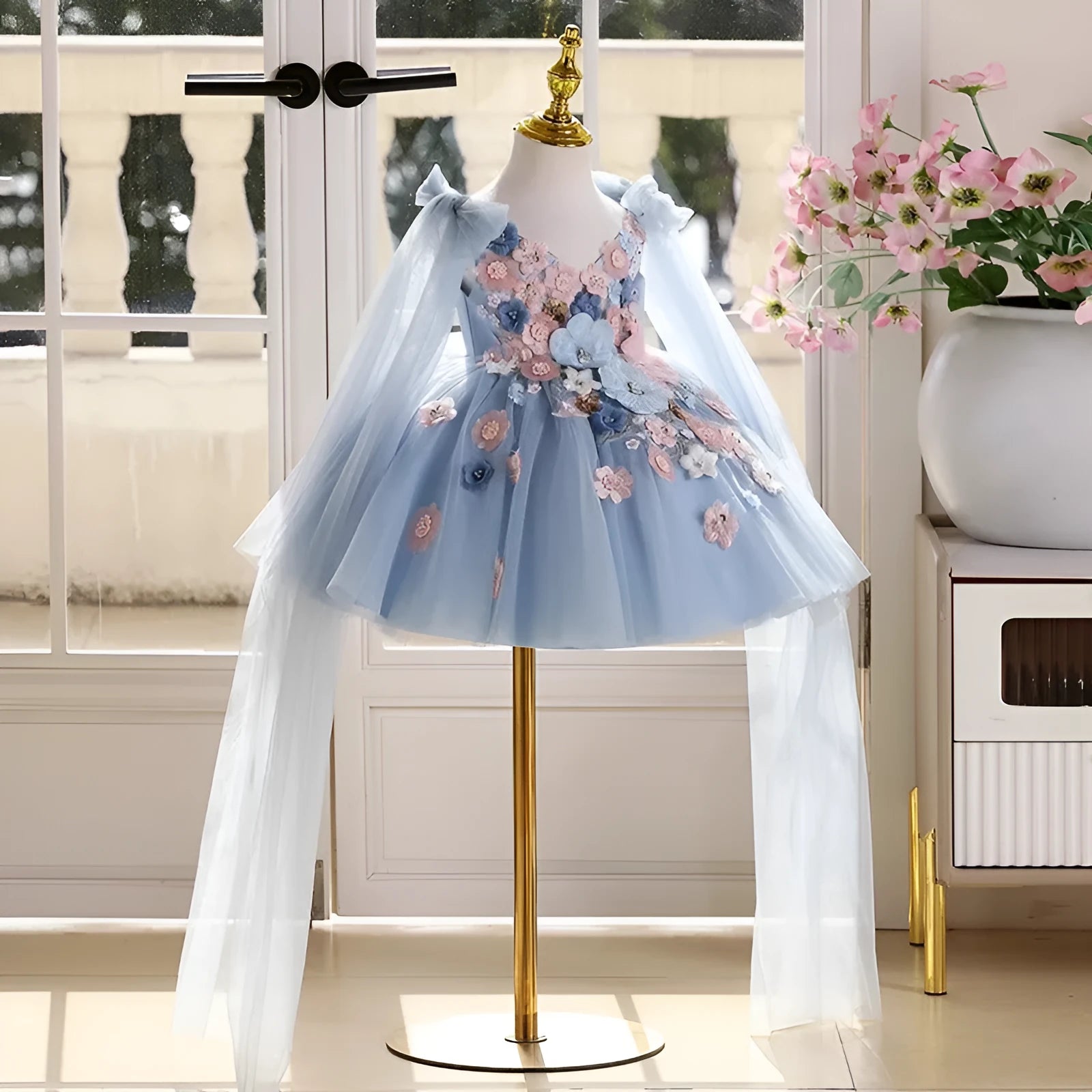 Sky blue FARCENT princess dress for girls piano performance stage wear