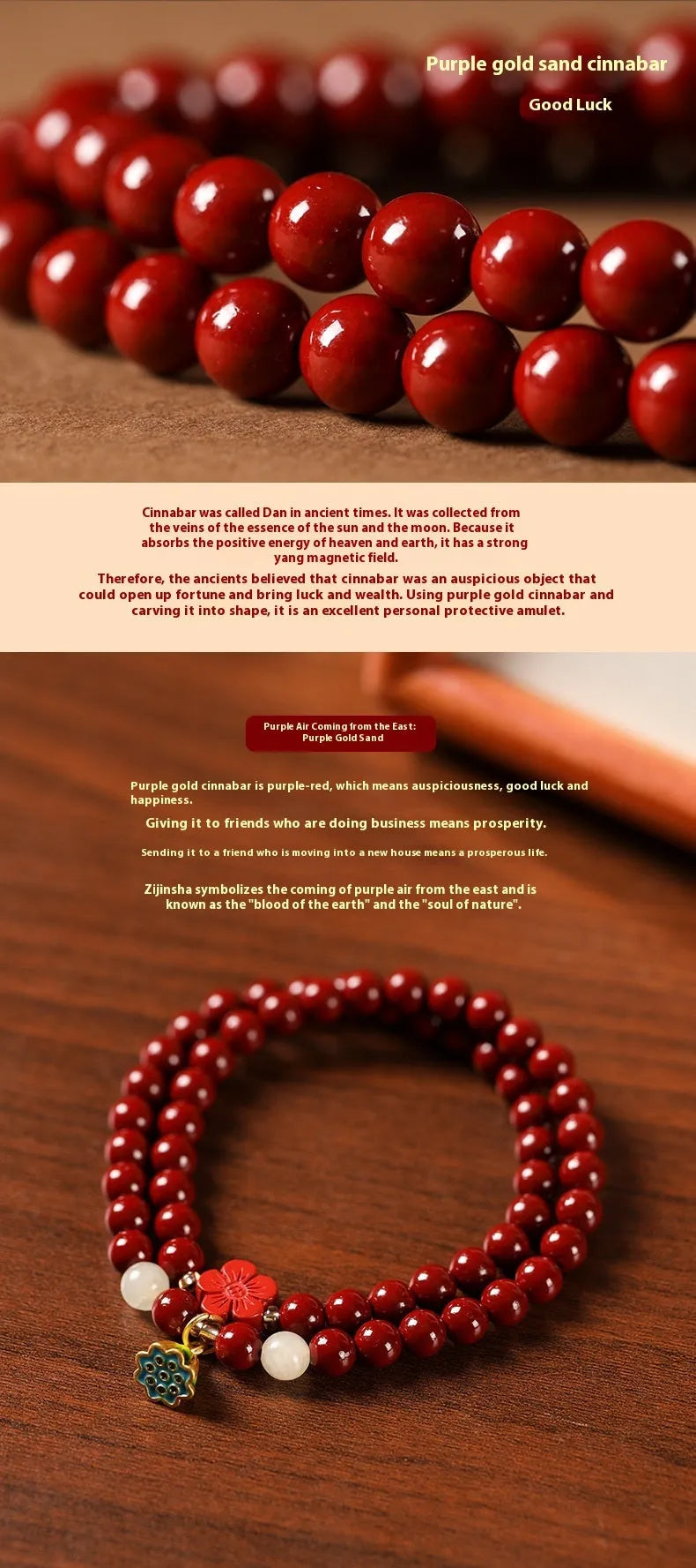 Purple gold sand 6mm bead double circle women's bracelet with lotus seedpod detail