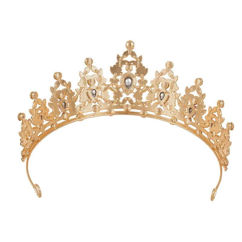 Baroque bride headdress crown with rhinestone decoration on alloy frame