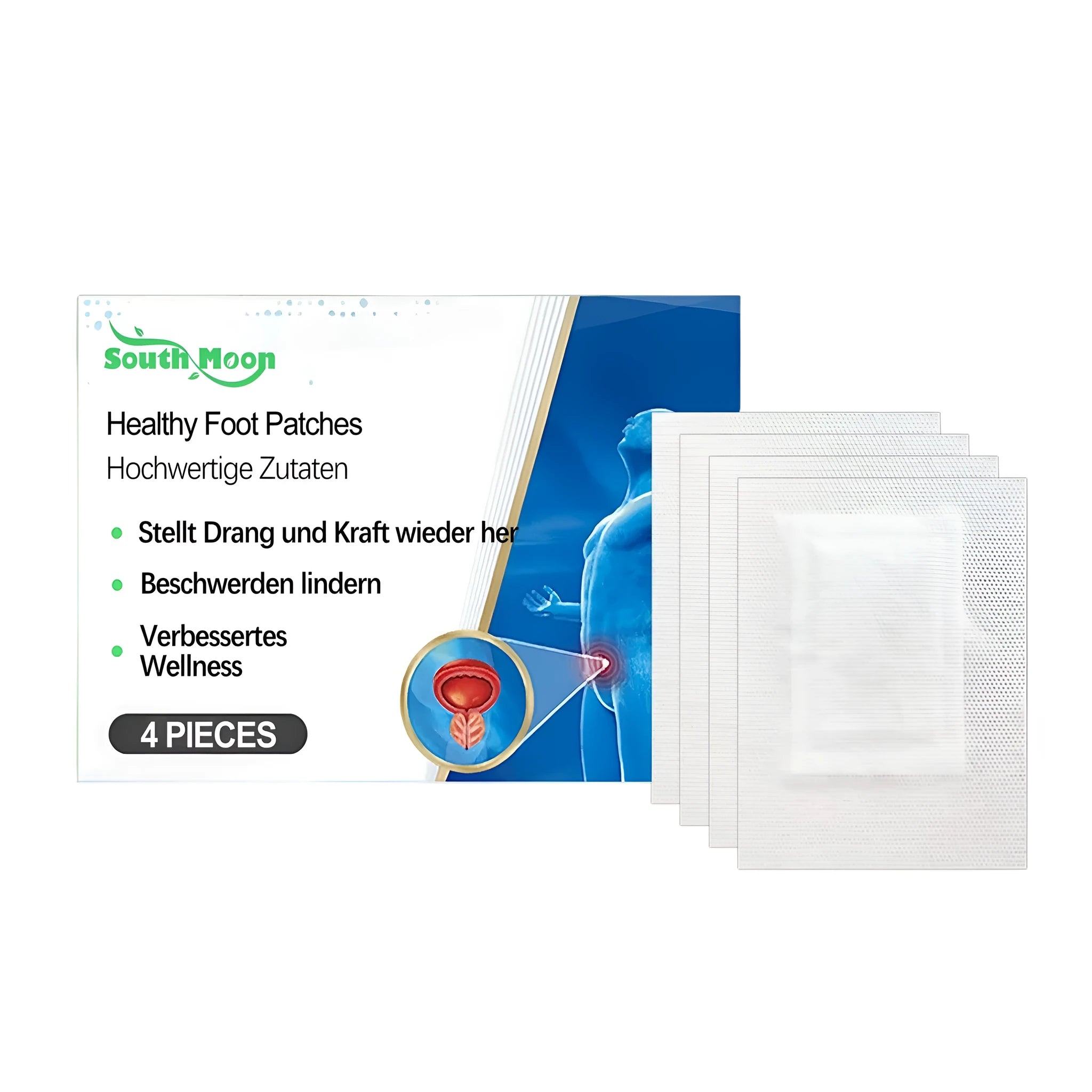 Four herbal foot patches with natural ingredients including ginger, mugwort and lavender oil
