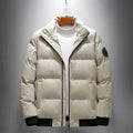 Men's casual cotton-padded cardigan coat jacket in green, zip front, winter outerwear