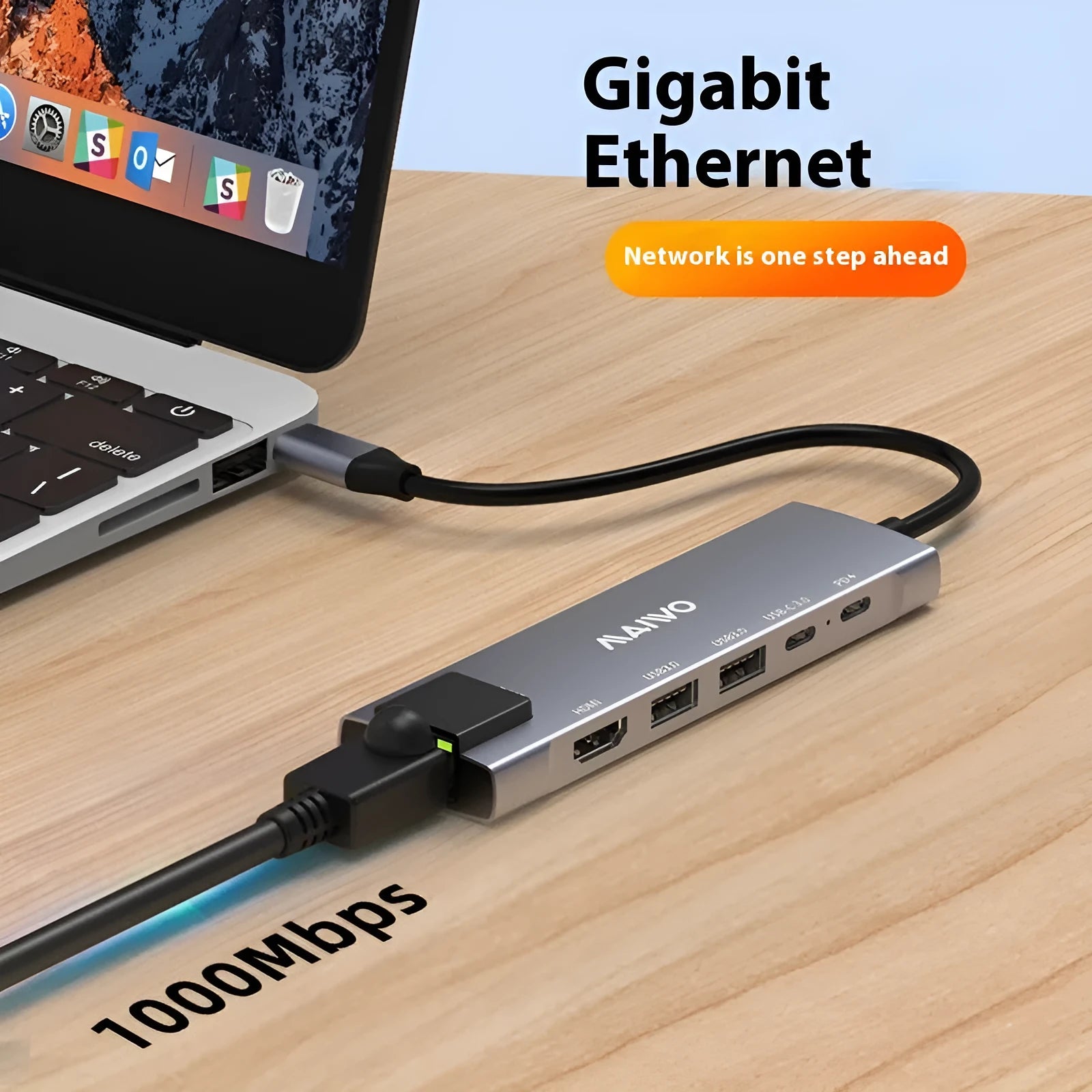 Aluminium alloy Steam Deck six-in-one docking station with USB-C, HDMI, Ethernet and USB ports.