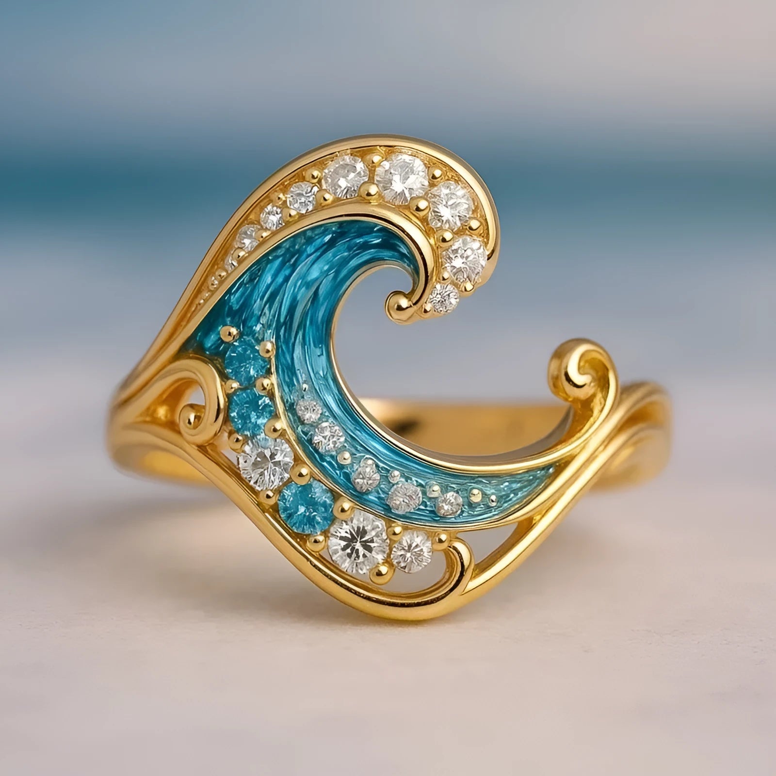 HAILANG Series gold colour zinc alloy fashion ring with micro inlay detailing