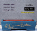 Rectangular non-woven fabric bonsai pot in blue with purple clay flowerpot for indoor plants